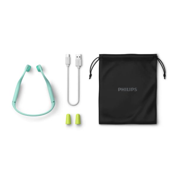 Philips Kids open-ear wireless headphones TAK4607GR 00, Bone-conduction, IPX5, Green Supply