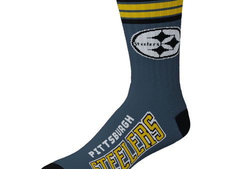 Pittsburgh Steelers Men s 4 Stripe Charcoal Deuce Socks Supply