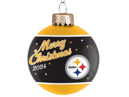 Pittsburgh Steelers 2024 Holiday Glass Ball Ornament Fashion