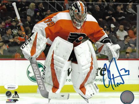 Carter Hart Jumping on the Ice Philadelphia Flyers Autographed 11  x 14  Hockey Photo For Sale