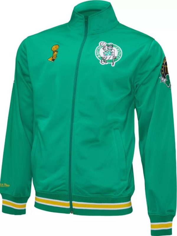 Boston Celtics Mitchell & Ness Green Champ City Track Jacket Sale