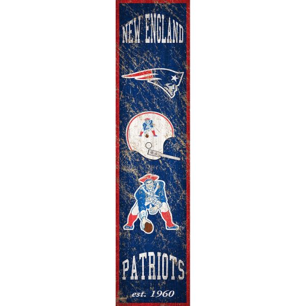 New England Patriots Heritage Vertical Wooden Sign Online Sale