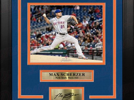 Max Scherzer in Action New York Mets 8  x 10  Framed Baseball Photo with Engraved Autograph Cheap