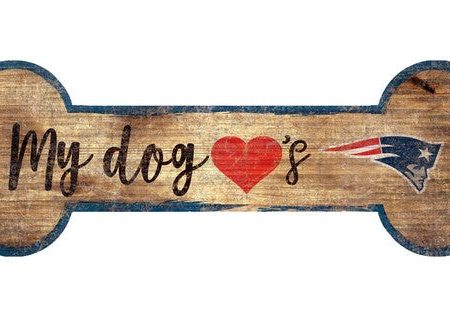 New England Patriots Football Dog Bone Wooden Sign For Sale