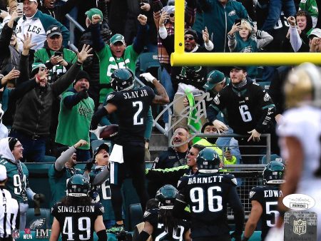 Darius Slay Celebrates with the Fans Philadelphia Eagles Autographed Football Photo Sale