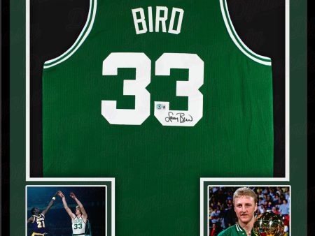 Larry Bird Boston Celtics Autographed Framed Green Basketball Jersey For Cheap