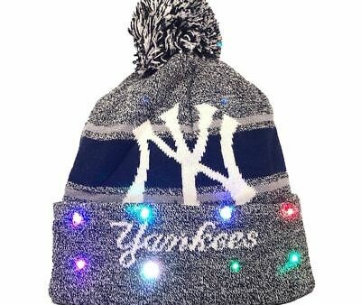 New York Yankees Gray Stripe Light Up Knit Beanie on Sale