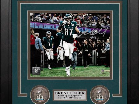 Brent Celek Super Bowl Entrance Philadelphia Eagles Autographed Framed Football Photo For Cheap