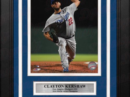 Clayton Kershaw in Action Los Angeles Dodgers 8  x 10  Framed Baseball Photo with Engraved Autograph Hot on Sale