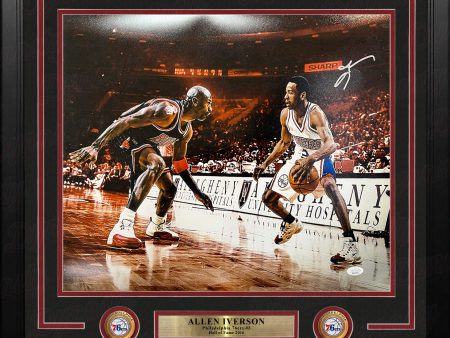 Allen Iverson v Michael Jordan Philadelphia 76ers Autographed Framed Photo - JSA Authenticated Online Sale