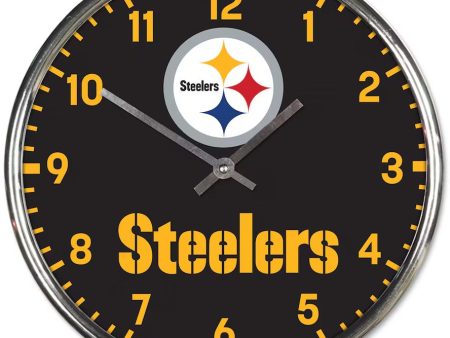 Pittsburgh Steelers Round Chrome Clock Supply