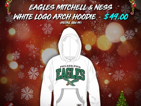 Philadelphia Eagles Mitchell & Ness White Logo Arch Hoodie Hot on Sale