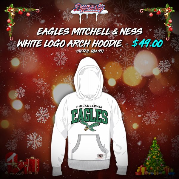 Philadelphia Eagles Mitchell & Ness White Logo Arch Hoodie Hot on Sale