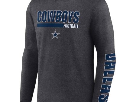 Dallas Cowboys Long Sleeve T-Shirt - Heather Charcoal Cheap