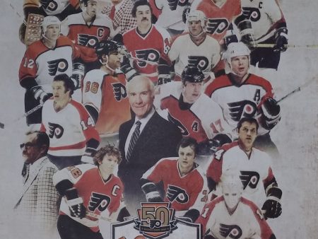 Bernie Parent Autographed 50th Anniversary Alumni Heritage Nights Philadelphia Flyers Poster Cheap