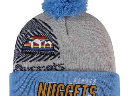 Denver Nuggets Mitchell & Ness Gray Hardwood Classics Draft Cuffed Knit Hat with Pom Cheap