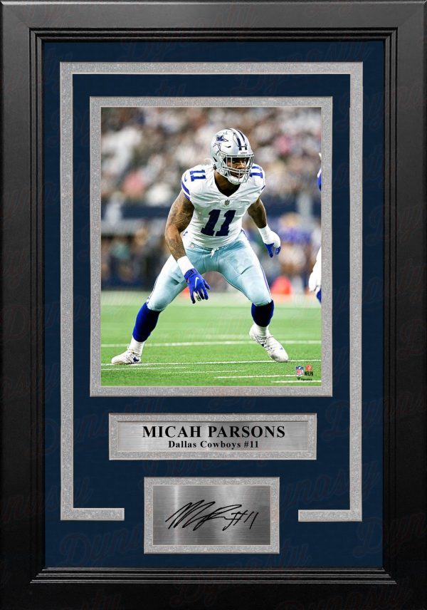 Micah Parsons in Action Dallas Cowboys 8  x 10  Framed Football Photo with Engraved Autograph Hot on Sale