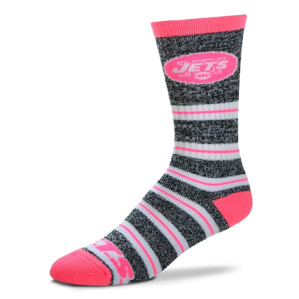 New York Jets Melange Stripe Pink Socks For Discount