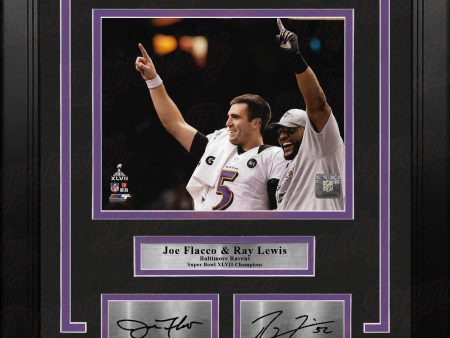 Joe Flacco & Ray Lewis Baltimore Ravens Super Bowl Champs 8x10 Framed Photo with Engraved Autographs Online