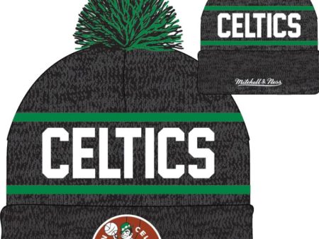 Boston Celtics Mitchell & Ness Gray Hardwood Classics Reload 2.0 Cuffed Knit Hat with Pom Online Sale