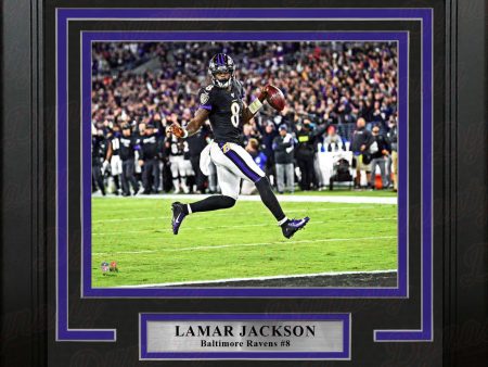 Lamar Jackson High-Stepping Touchdown Baltimore Ravens 8  x 10  Framed Football Photo Discount