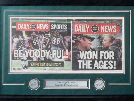 Philadelphia Eagles Super Bowl LII Champions Framed and Matted Daily News Collage Discount