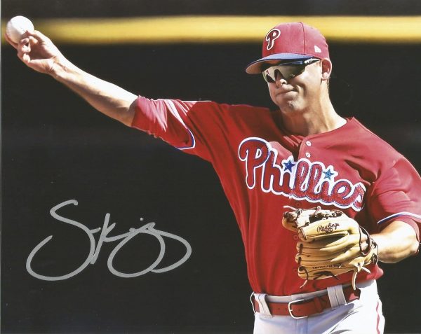 Scott Kingery Throw Autographed Philadelphia Phillies 16  x 20  Baseball Photo For Discount