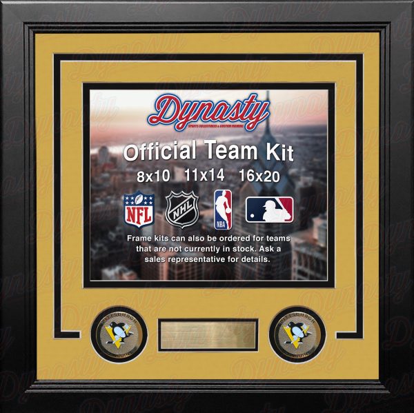 NHL Hockey Photo Picture Frame Kit - Pittsburgh Penguins (Yellow Matting, Black Trim) Online now