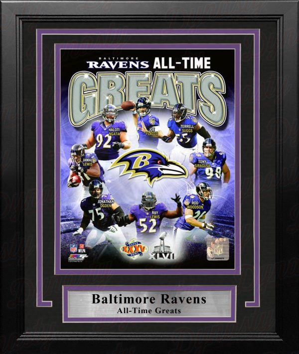 Baltimore Ravens All-Time Greats 8  x 10  Framed Football Photo Discount