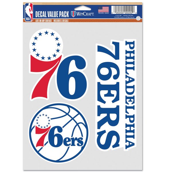 Philadelphia 76ers 3-Piece Fan Multi Use Decal Set on Sale