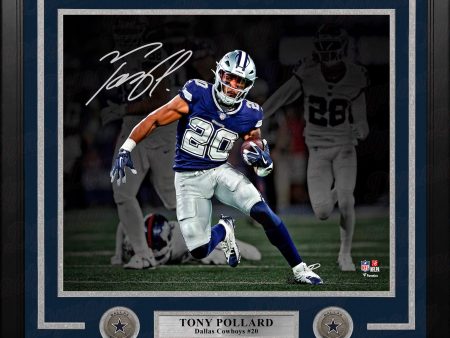 Tony Pollard Blackout Dallas Cowboys Autographed 11  x 14  Framed Football Photo Numbered to 120 Online