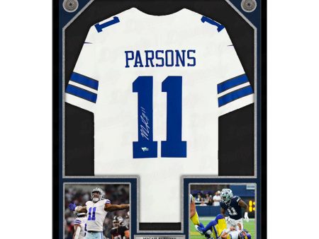 Micah Parsons Dallas Cowboys Autographed Framed White Football Jersey Sale