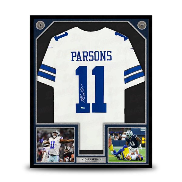 Micah Parsons Dallas Cowboys Autographed Framed White Football Jersey Sale