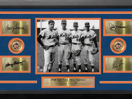 New York Mets 1969 Pitchers 8x10 Framed Photo with Engraved Autographs - Seaver Koosman Gentry Ryan Online