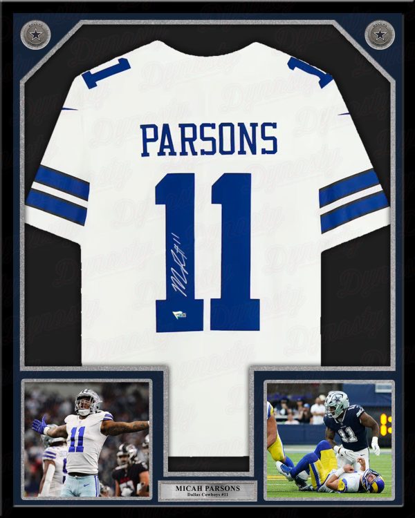 Micah Parsons Dallas Cowboys Autographed Framed White Football Jersey Sale