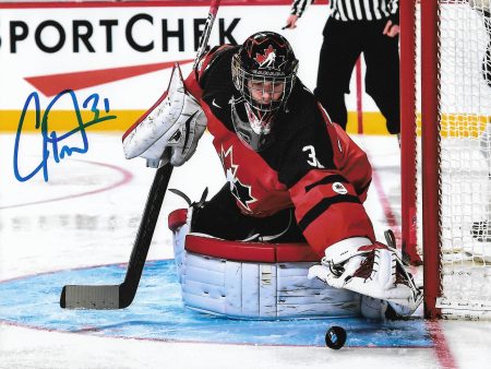 Carter Hart Philadelphia Flyers In Goal for Team Canada Autographed 16  x 20  Hockey Photo For Discount