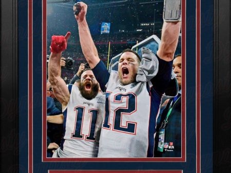 Julian Edelman & Tom Brady Super Bowl LIII New England Patriots 8  x 10  Framed Football Photo Hot on Sale