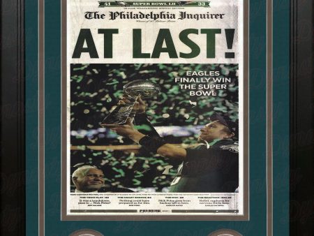 Philadelphia Eagles Super Bowl Champions  At Last  Inquirer Framed Photo For Sale