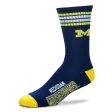 Michigan Wolverines Men s 4 Stripe Deuce Socks For Cheap