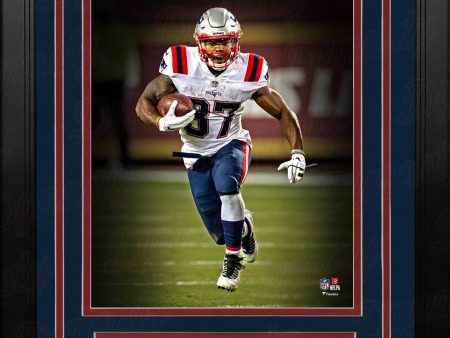 Damien Harris Blackout Action New England Patriots 8  x 10  Framed Football Photo Supply