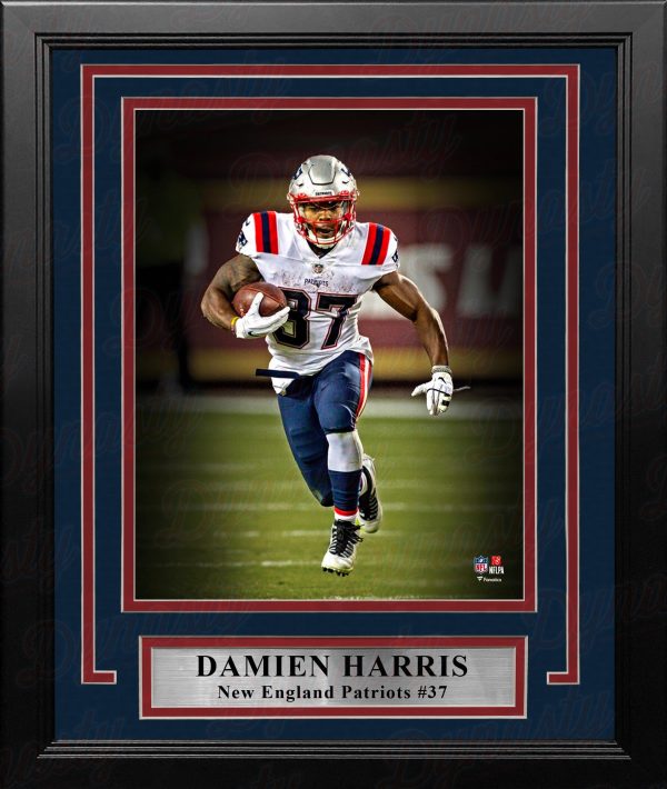 Damien Harris Blackout Action New England Patriots 8  x 10  Framed Football Photo Supply