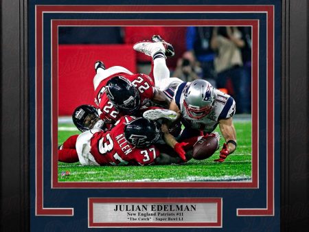 Julian Edelman Super Bowl LI Catch New England Patriots 8  x 10  Framed Football Photo For Discount