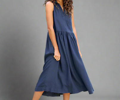 Frank & Eileen Daphne Sleeveless Popover Dress- Navy Cheap