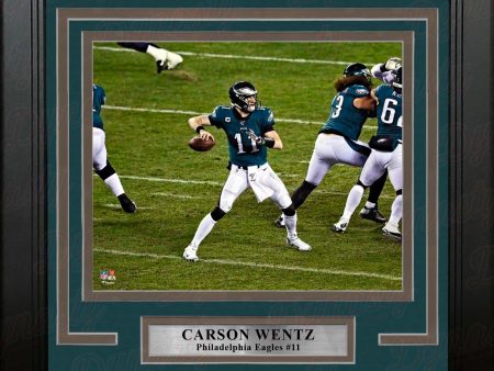 Carson Wentz in Action Philadelphia Eagles 8  x 10  Framed Football Photo Online now