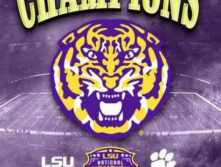 LSU Tigers 2019 National Champions Logo & Score 8  x 10  College Football Photo For Sale