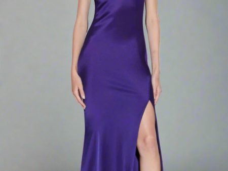 LaPointe Satin Halter Gown- Violet Hot on Sale