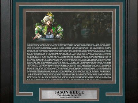 Jason Kelce Super Bowl LII Parade Speech Text Philadelphia Eagles Framed Football Photo Discount