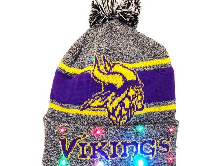 Minnesota Vikings Gray Stripe Light Up Knit Beanie Sale